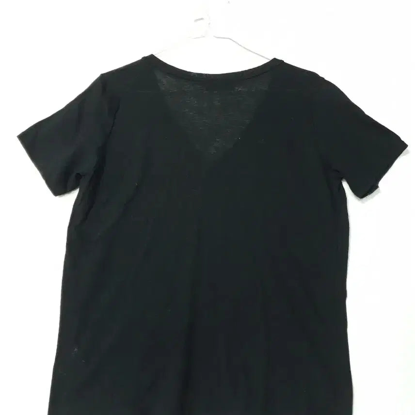 [BUNJANG] Black V-Neck Short Sleeve T-Shirt / 블랙 브이넥 반팔 티셔츠 0361