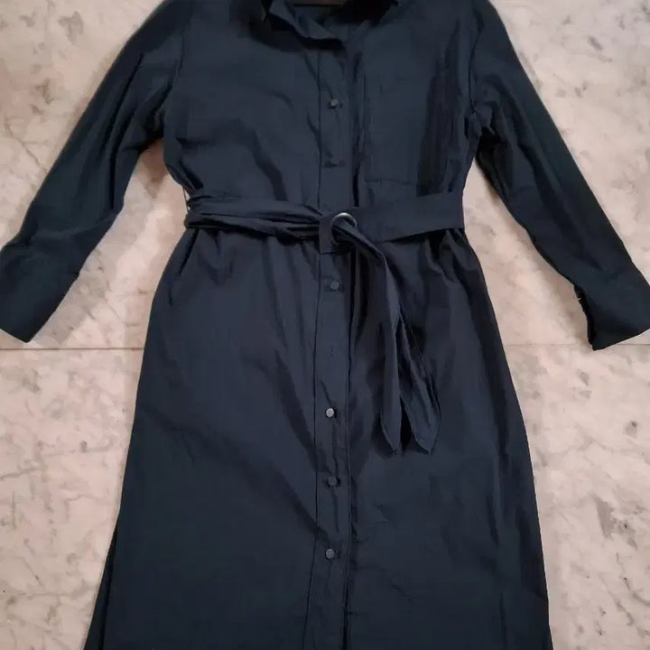 [BUNJANG] Anne Klein Crepe Long Dress Set / 앤클라인 바스락  롱 원피스 허리끈 세트S