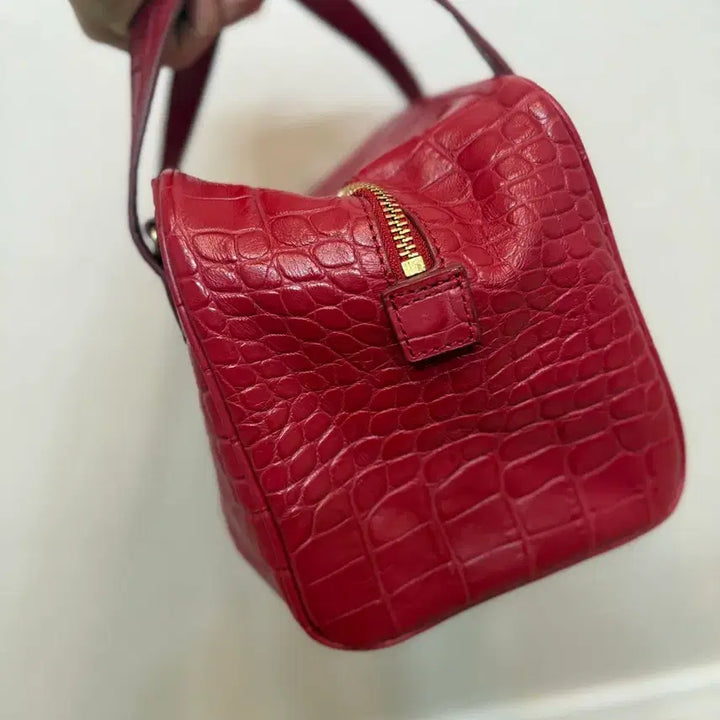 [BUNJANG] Red Crocodile Embossed Mini Tote Bag / 레드 크로커다일 엠보 미니 토트백