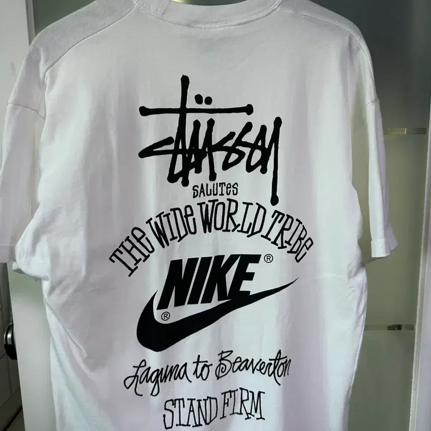 [BUNJANG] Stussy x Nike Collaboration Long Sleeve T-Shirt - White / 스투시 나이키 콜라보 긴팔 티셔츠 화이트