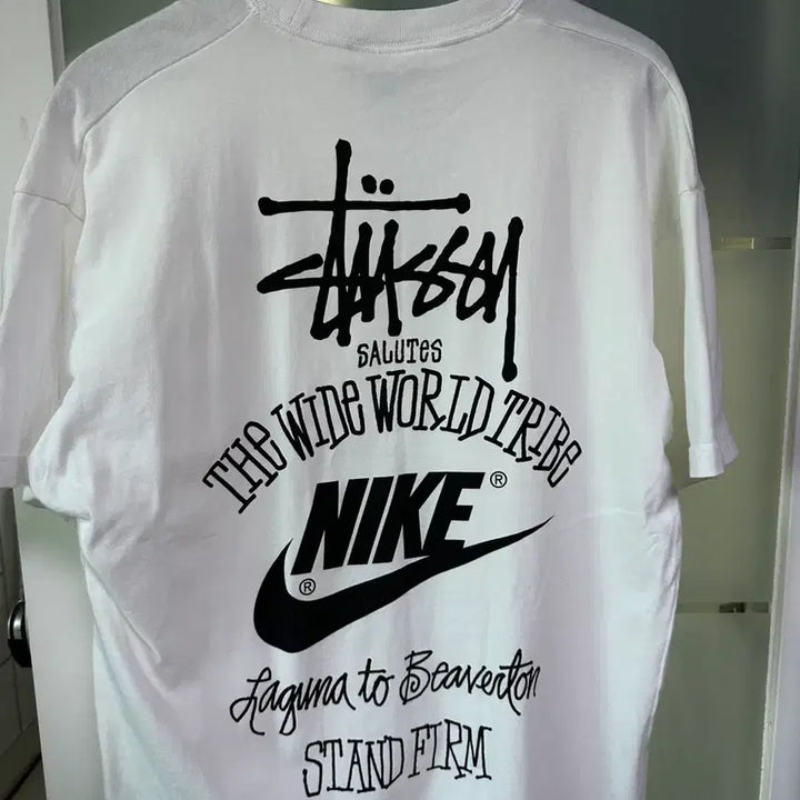 [BUNJANG] Stussy x Nike Collaboration Long Sleeve T-Shirt - White / 스투시 나이키 콜라보 긴팔 티셔츠 화이트