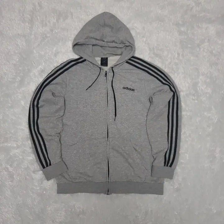 [BUNJANG] Adidas Grey Three-Stripes Full-Zip Hoodie 2XL / 아디다스 그레이 삼선 2XL 후드집업