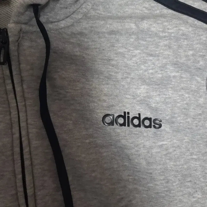 [BUNJANG] Adidas Grey Three-Stripes Full-Zip Hoodie 2XL / 아디다스 그레이 삼선 2XL 후드집업
