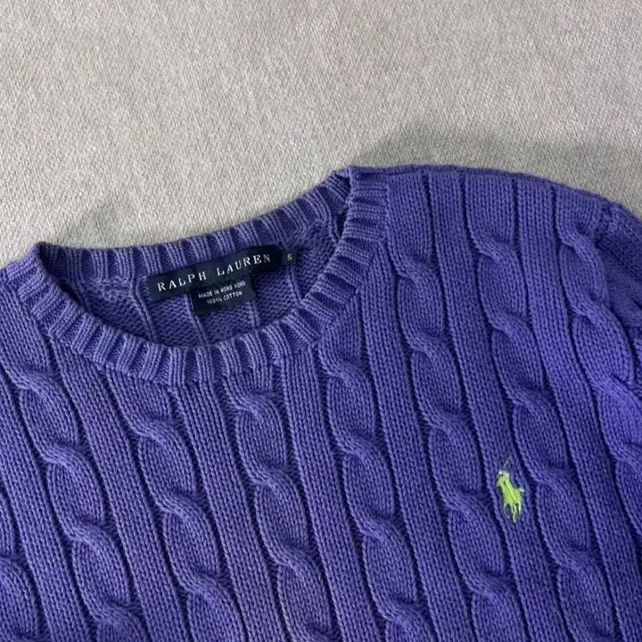 [BUNJANG] Polo Ralph Lauren Cable Knit Sweater Purple / 폴로 케이블 꽈배기 니트 퍼플 (무료배송)