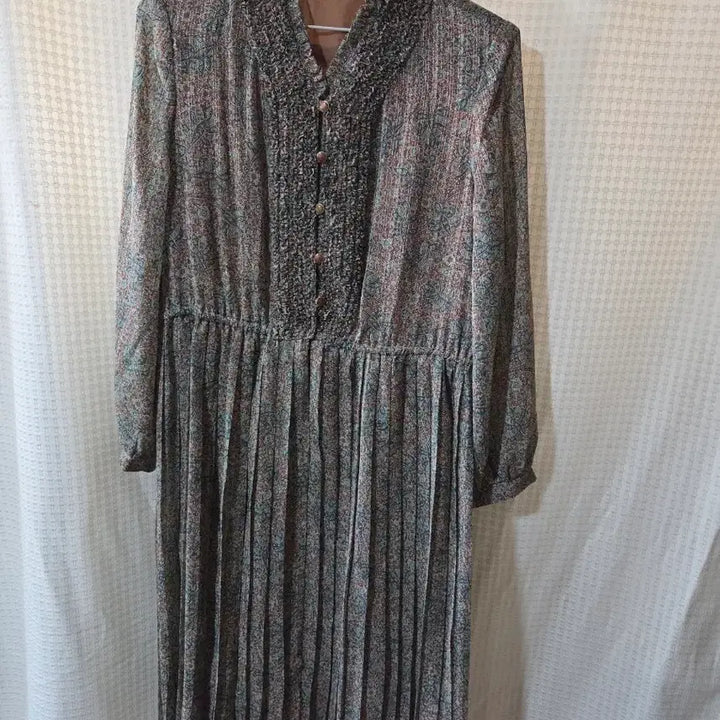 [BUNJANG] Vintage Flower Pleated Long Dress Size 11 / 빈티지 플라워 주름 롱 원피스 11사이즈