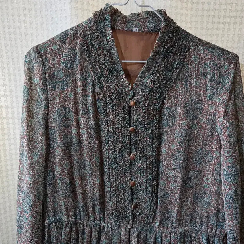 [BUNJANG] Vintage Flower Pleated Long Dress Size 11 / 빈티지 플라워 주름 롱 원피스 11사이즈