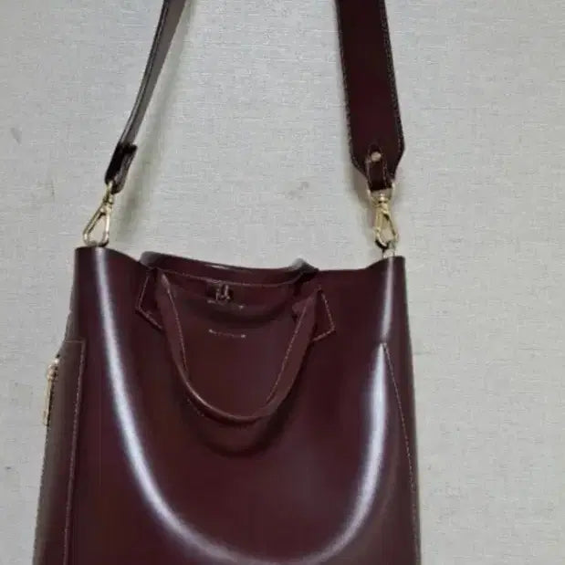 [BUNJANG] Burgundy Leather Shoulder Bag / Tote Bag / 새상품 버건디 가죽 숄더백 / 토트백