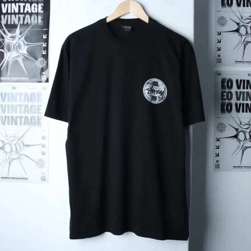 [BUNJANG] Stussy Big Logo Short Sleeve T-Shirt Black / (L-XL) 스투시 반팔 티셔츠 빅로고 블랙 스트릿-760C