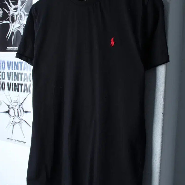 [BUNJANG] Polo Ralph Lauren Basic Black T-Shirt Red Pony / (S-M) 폴로 랄프로렌 반팔 티셔츠 블랙 무지 레드포니-760D
