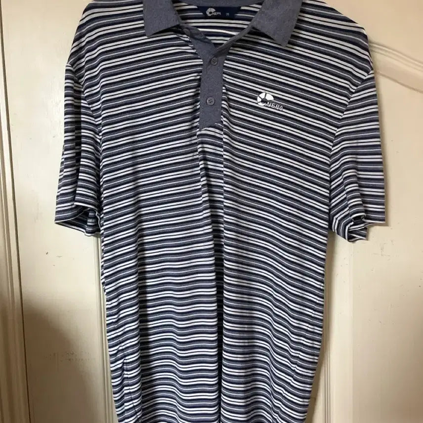 [BUNJANG] Nepa Striped Short Sleeve Polo Shirt (Size 95) / 네파 스트라이프 반팔 카라티 95