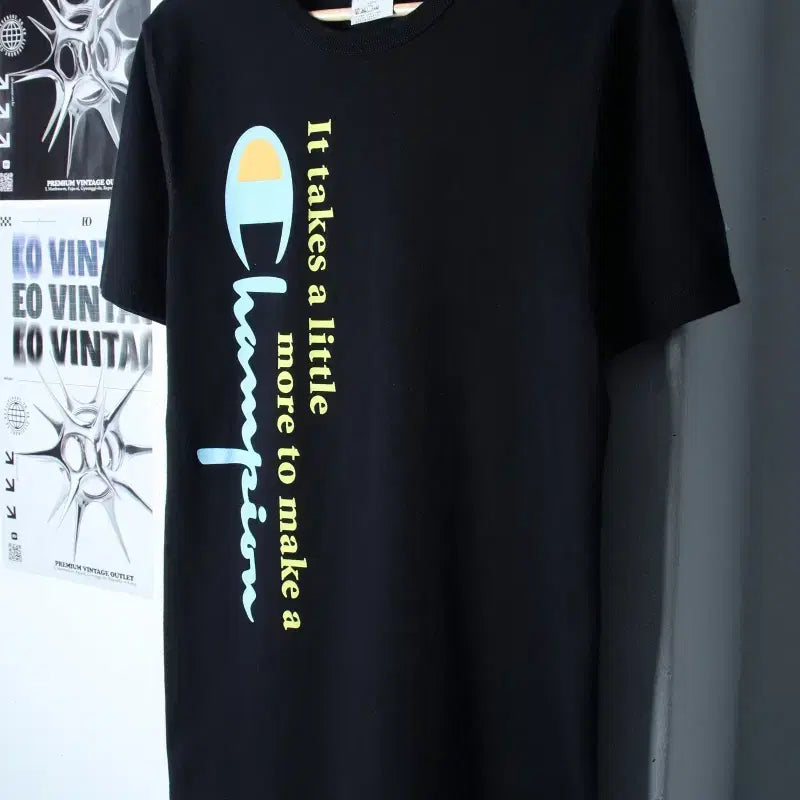 [BUNJANG] Champion Big Logo T-Shirt Black Old School / (S-M) 챔피온 반팔 티셔츠 빅로고 블랙 올드스쿨-7617