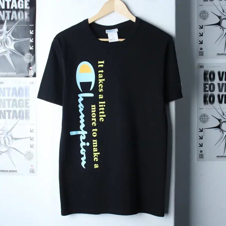[BUNJANG] Champion Big Logo T-Shirt Black Old School / (S-M) 챔피온 반팔 티셔츠 빅로고 블랙 올드스쿨-7617