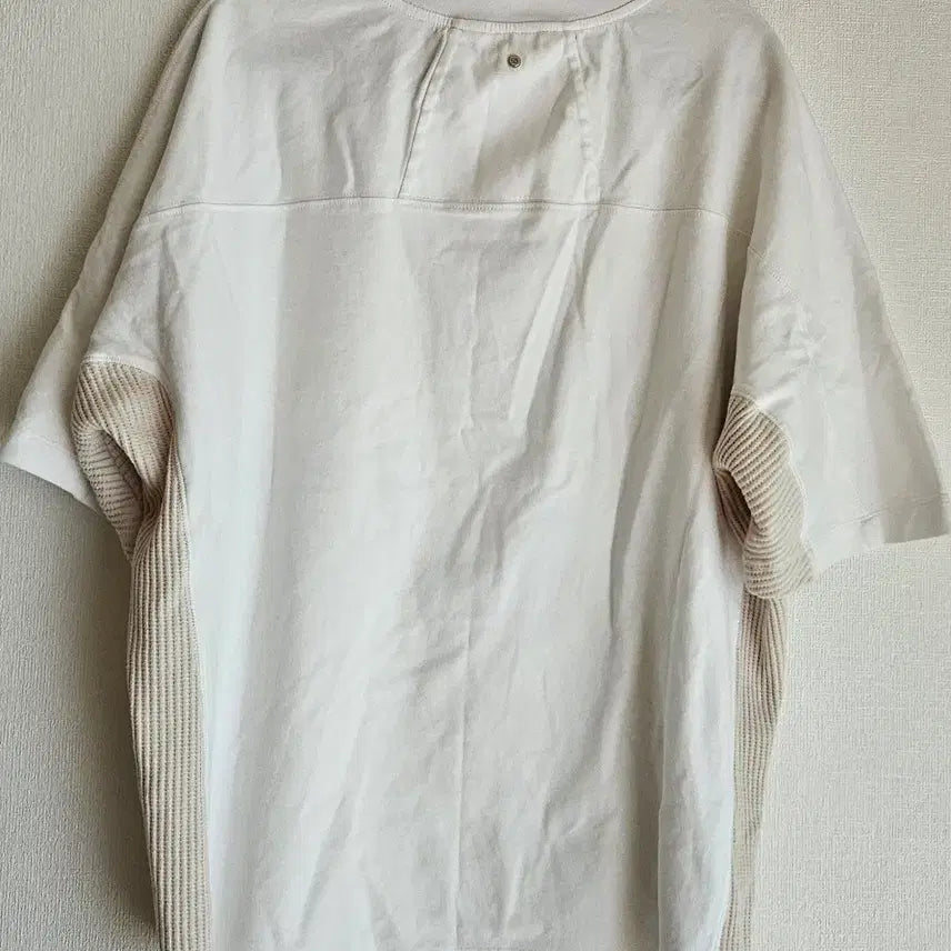 [BUNJANG] System Homme Ivory Knit Side Panel Short-Sleeve T-Shirt / 시스템 옴므 아이보리 옆면 니트 반팔 티셔츠