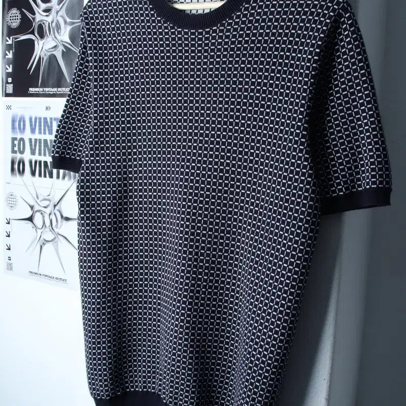 [BUNJANG] COS Short Sleeve T-Shirt Knit Pattern Navy / (L) 코스 반팔 티셔츠 니트 패턴 네이비 놈코어-761C
