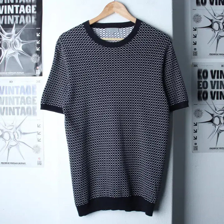 [BUNJANG] COS Short Sleeve T-Shirt Knit Pattern Navy / (L) 코스 반팔 티셔츠 니트 패턴 네이비 놈코어-761C