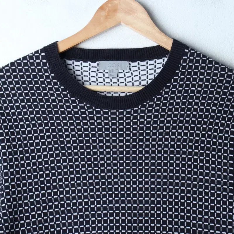 [BUNJANG] COS Short Sleeve T-Shirt Knit Pattern Navy / (L) 코스 반팔 티셔츠 니트 패턴 네이비 놈코어-761C