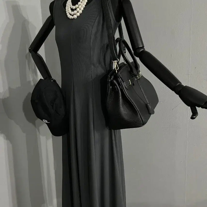 [BUNJANG] Pintuck A-Line Sleeveless Maxi Dress / 핀탁나시롱원피스/나시롱원피스/A라인롱원피스