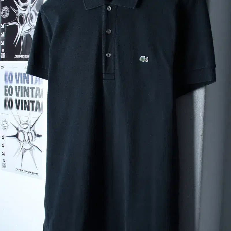 [BUNJANG] Lacoste Small Logo Black Short-Sleeve Polo Shirt / (M) 라코스테 반팔 카라 티셔츠 스몰로고 블랙 에이징-7624