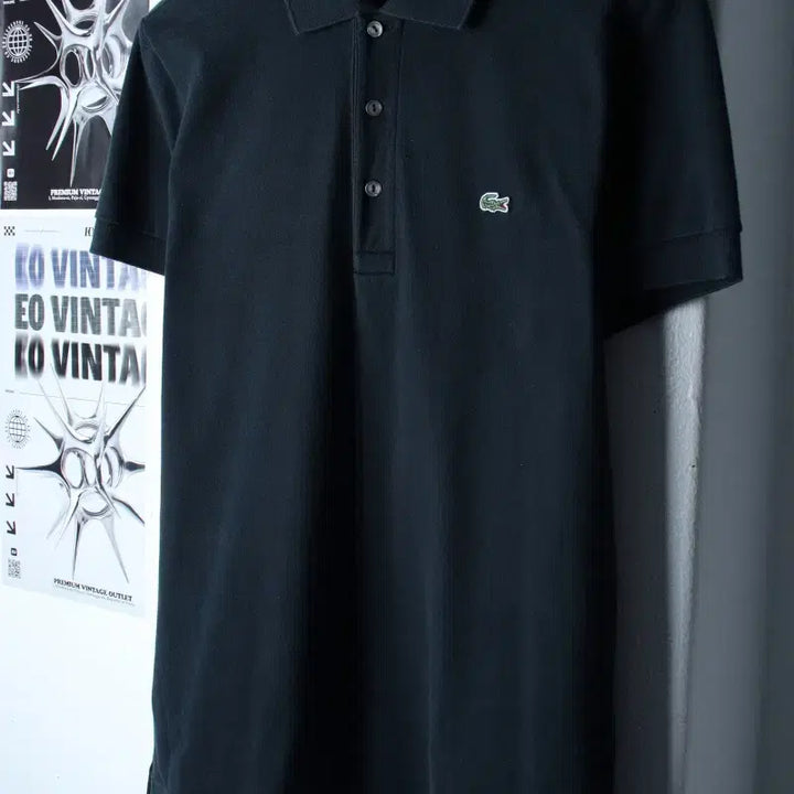 [BUNJANG] Lacoste Small Logo Black Short-Sleeve Polo Shirt / (M) 라코스테 반팔 카라 티셔츠 스몰로고 블랙 에이징-7624