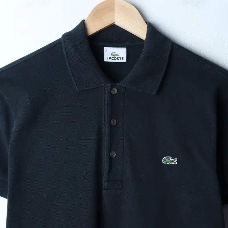 [BUNJANG] Lacoste Small Logo Black Short-Sleeve Polo Shirt / (M) 라코스테 반팔 카라 티셔츠 스몰로고 블랙 에이징-7624