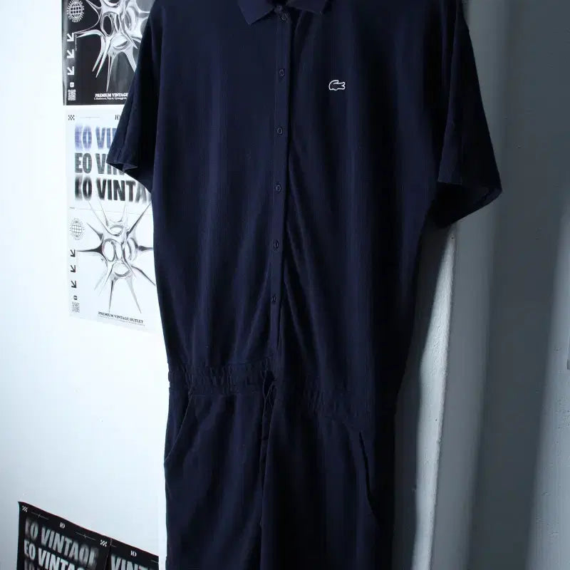 [BUNJANG] Lacoste Short-Sleeve Polo Shirt Navy / W(L) 라코스테 반팔 카라 티셔츠 네이비 롱 수트 한정판-7625