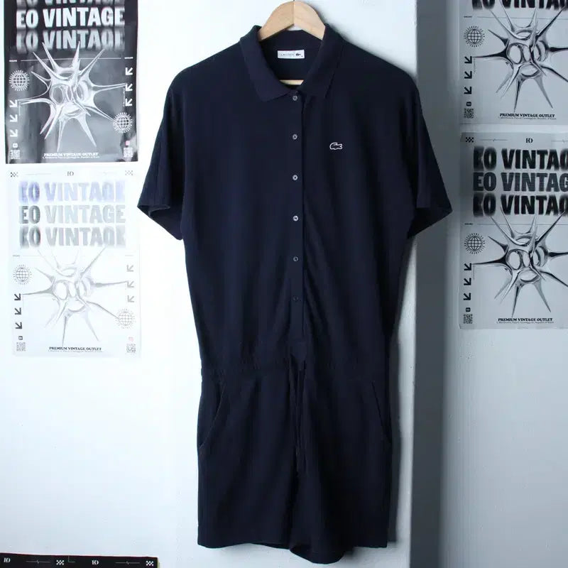 [BUNJANG] Lacoste Short-Sleeve Polo Shirt Navy / W(L) 라코스테 반팔 카라 티셔츠 네이비 롱 수트 한정판-7625
