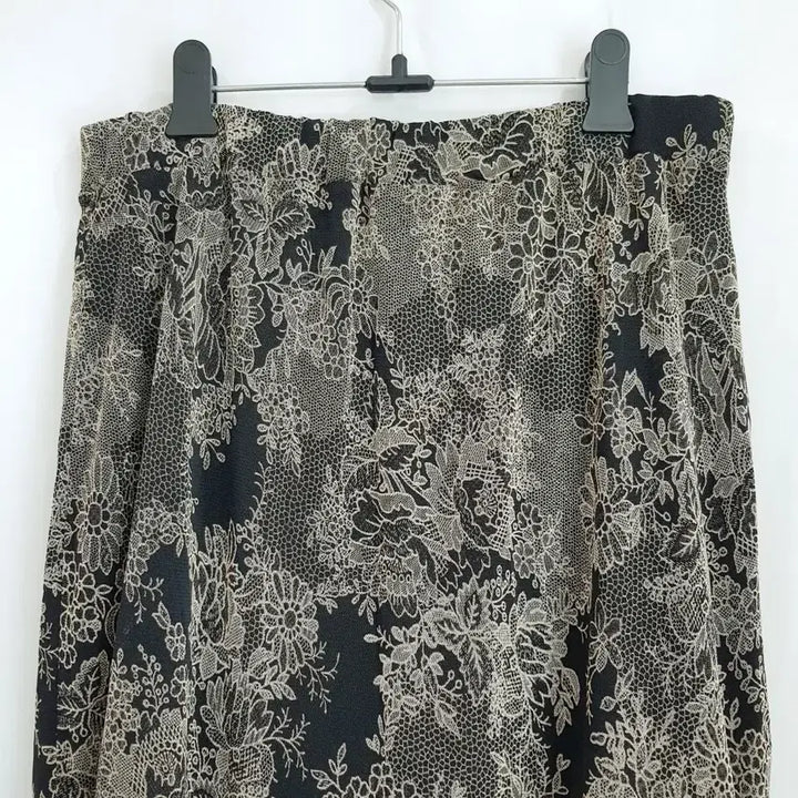 [BUNJANG] Vintage Floral Mesh Long Skirt XL / 빈티지 밴딩 꽃 패턴 러플 망사 스판 롱 스커트 여XL Q592