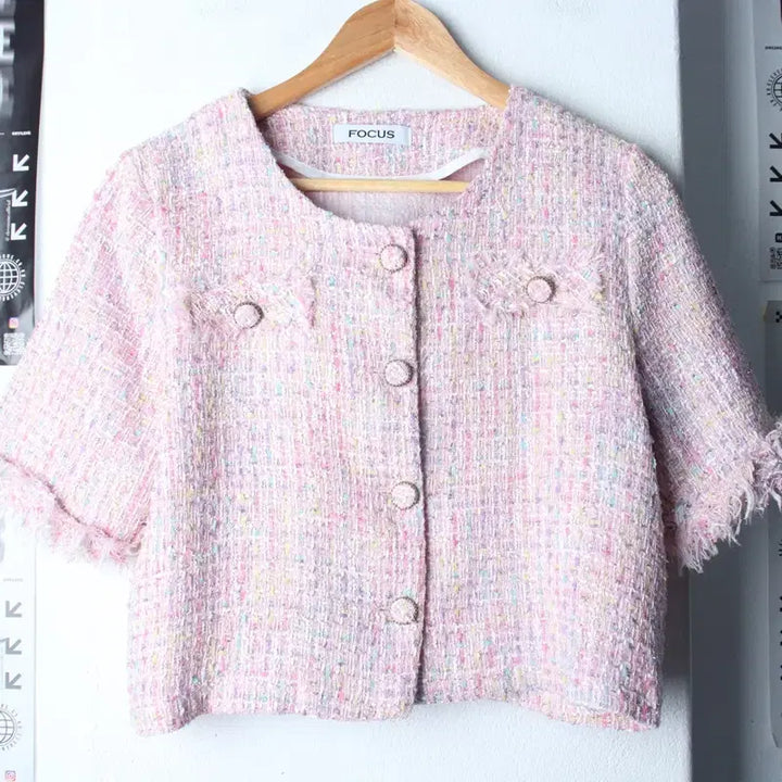 [BUNJANG] W Brand Vintage Zip-Up Windbreaker Jacket Tweed / W(F) 브랜드빈티지 집업 바람막이 점퍼자켓 반소매 트위드-762D