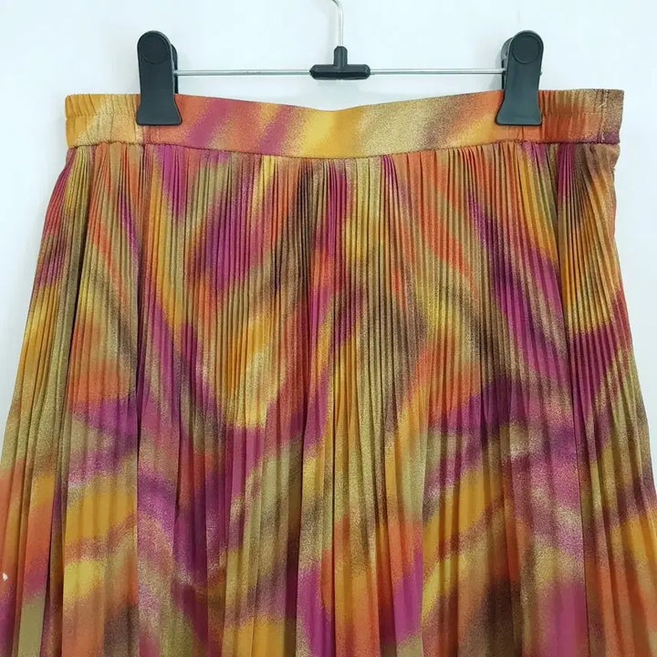 [BUNJANG] Vintage Pattern Retro Pleated Chiffon Midi Skirt Women&