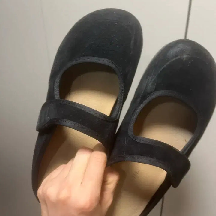 [BUNJANG] Black Suede Mary Jane Flats / 블랙 스웨이드 메리제인 슬리퍼 단화 250