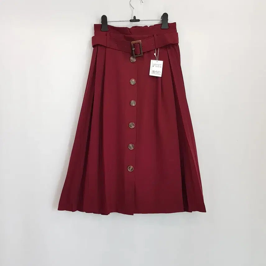 [BUNJANG] Vintage Belted Pleated Midi Skirt Women&