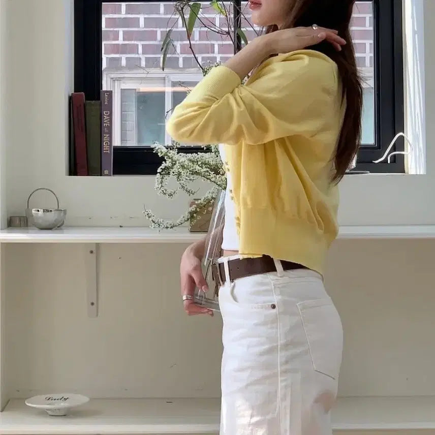 [BUNJANG] hane Yellow Cardigan / [택있는새제품] 정가 6만원대 하네 hane 정품 옐로가디건 프리사이즈