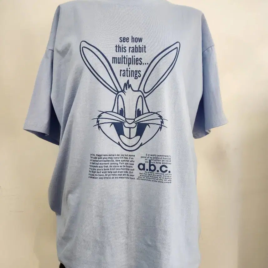 [BUNJANG] Lettering Rabbit Summer Short Sleeve T-Shirt / 귀여운 레터링 토끼 여름 반팔티 (새상품)