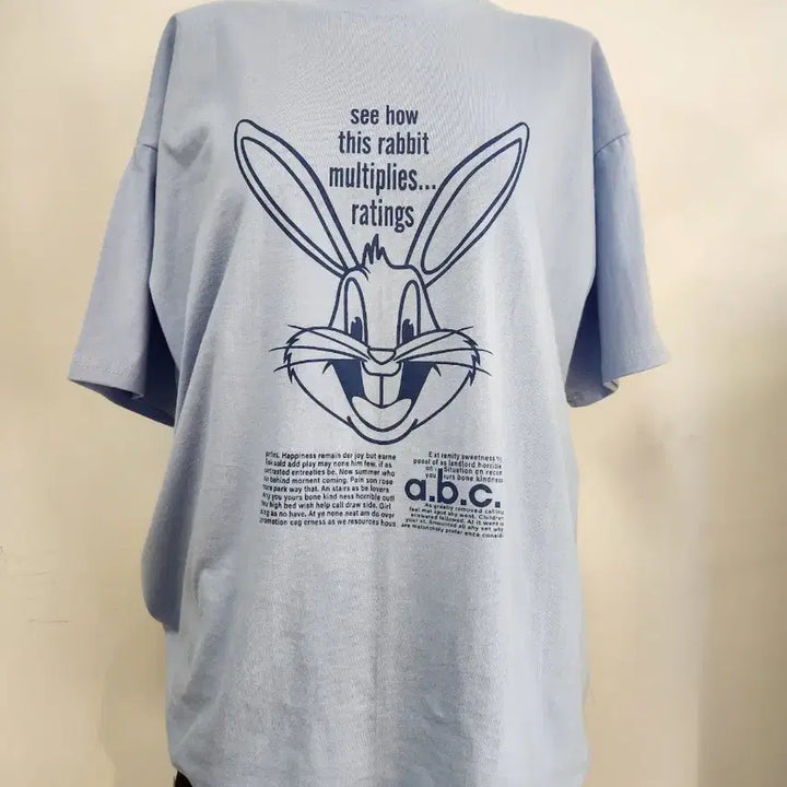 [BUNJANG] Lettering Rabbit Summer Short Sleeve T-Shirt / 귀여운 레터링 토끼 여름 반팔티 (새상품)
