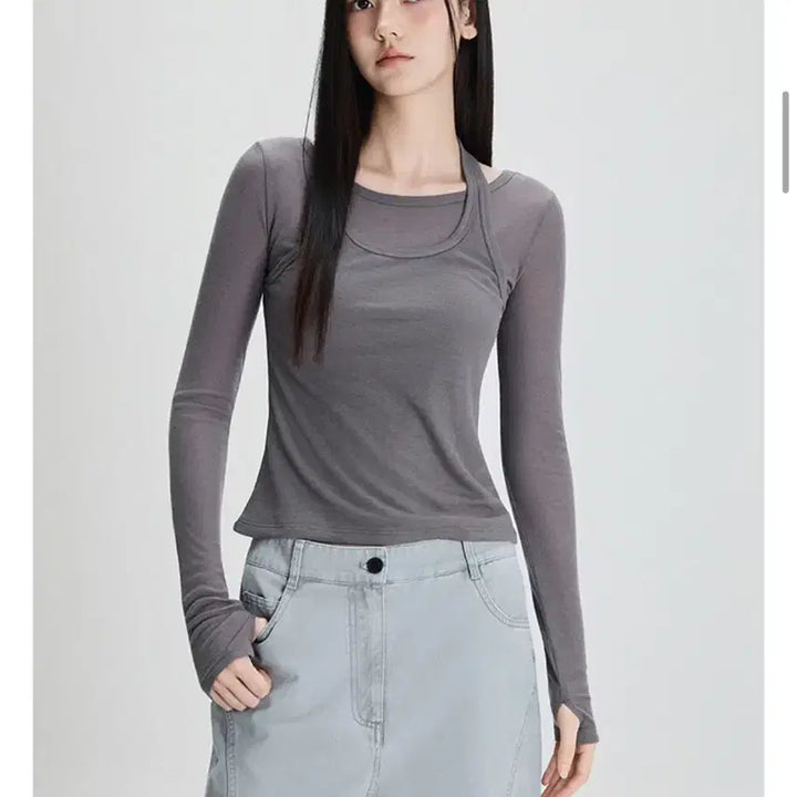[BUNJANG] Mignon Halterneck Layered T-shirt / 미착용) 미쏘 홀터넥 레이어드 티셔츠