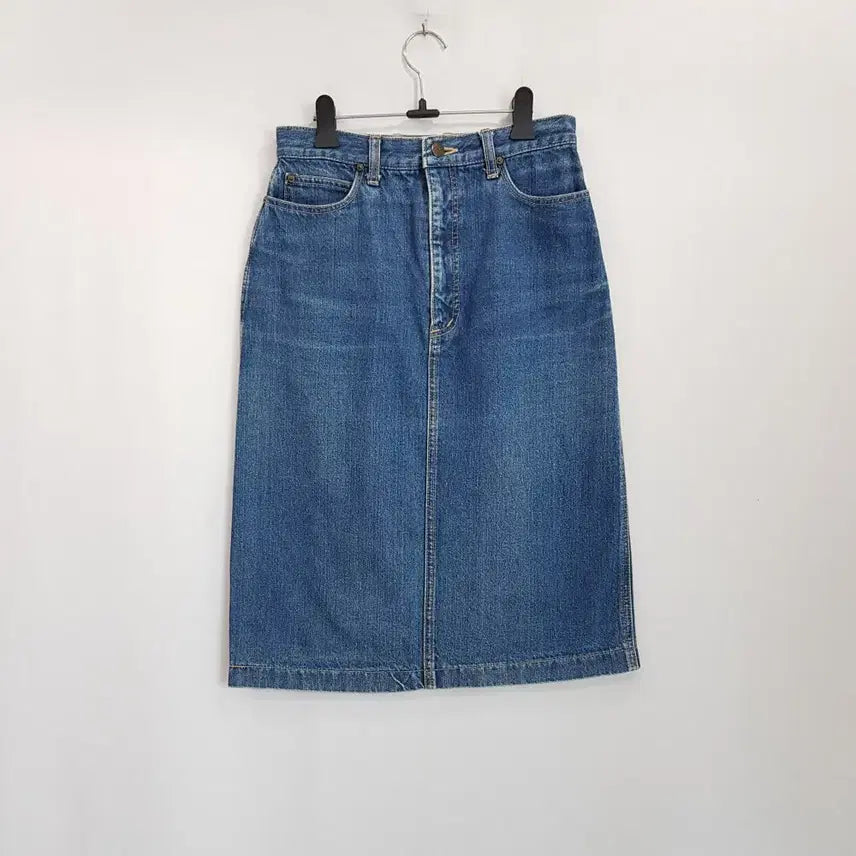 [BUNJANG] Vintage Blue Embroidered Denim Midi Skirt / JPN 빈티지 중청 자수 데님 미디 스커트 여S Q603