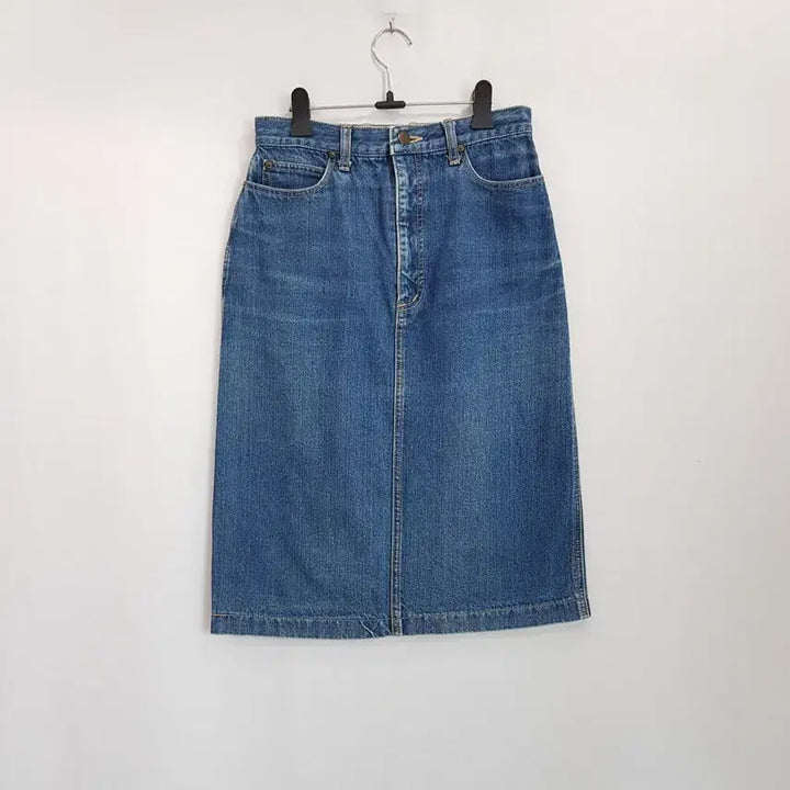 [BUNJANG] Vintage Blue Embroidered Denim Midi Skirt / JPN 빈티지 중청 자수 데님 미디 스커트 여S Q603
