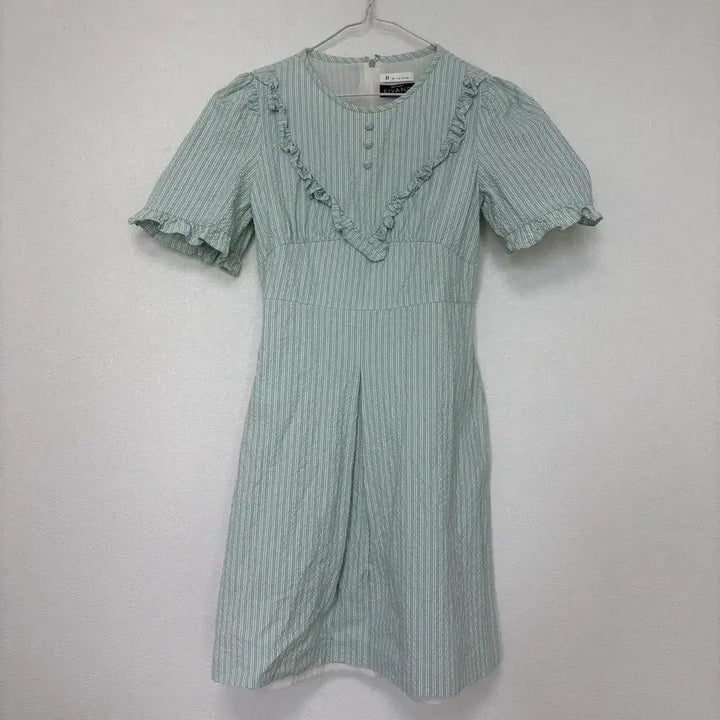 [BUNJANG] It Michaa Mint Stripe Frill Dress / 잇미샤 민트 스트라이프 프릴 원피스