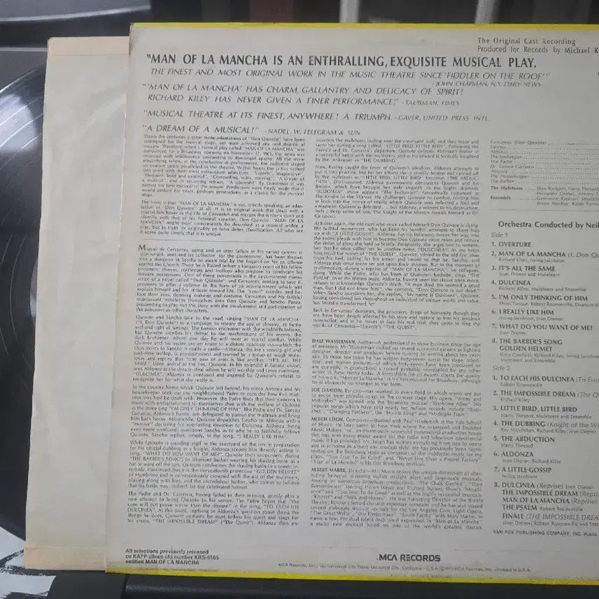 [BUNJANG] Man of La Mancha (1965 Original Broadway Cast) Musical LP / 뮤지컬_맨 오브 라만차(Man of La Mancha) LP(US)