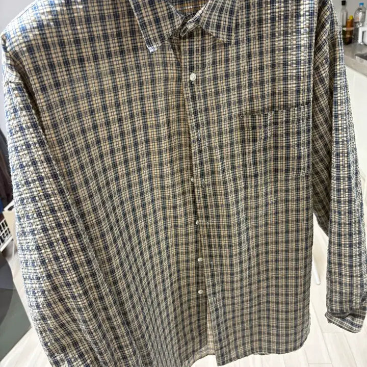 [BUNJANG] Lepel Oversized Seersucker Check Shirt - Size L / Lepel 오버핏 시어서커 체크 셔츠 L사이즈