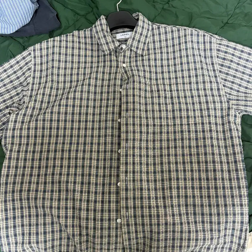[BUNJANG] Lepel Oversized Seersucker Check Shirt - Size L / Lepel 오버핏 시어서커 체크 셔츠 L사이즈