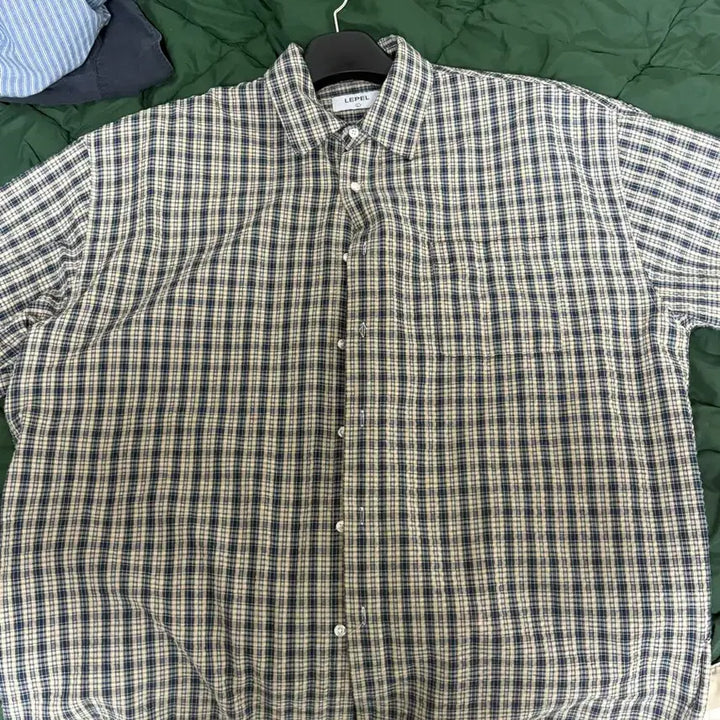 [BUNJANG] Lepel Oversized Seersucker Check Shirt - Size L / Lepel 오버핏 시어서커 체크 셔츠 L사이즈