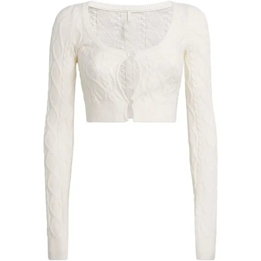 [BUNJANG] Skims Cable Crop Knit Cardigan / Skims 스킴스 케이블 크롭 니트 가디건