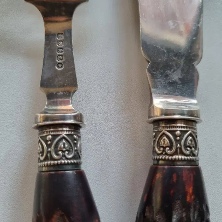 [BUNJANG] Antique Victorian Deer Antler Handle Fish Server Set / [할인상품]앤틱 빅토리안 사슴뿔 핸들 피쉬 서버 세트