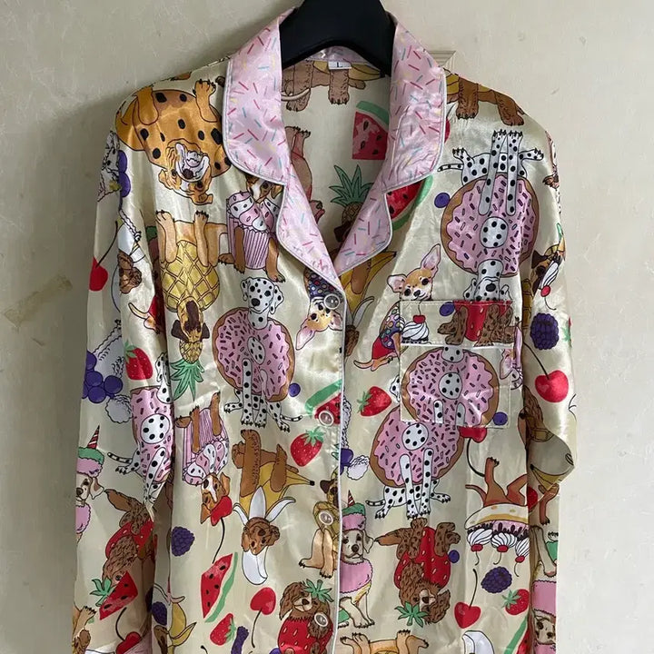[BUNJANG] Cute Dog &amp; Dessert Pattern Pajama Set / 귀여운 강아지/디저트 패턴 잠옷 세트