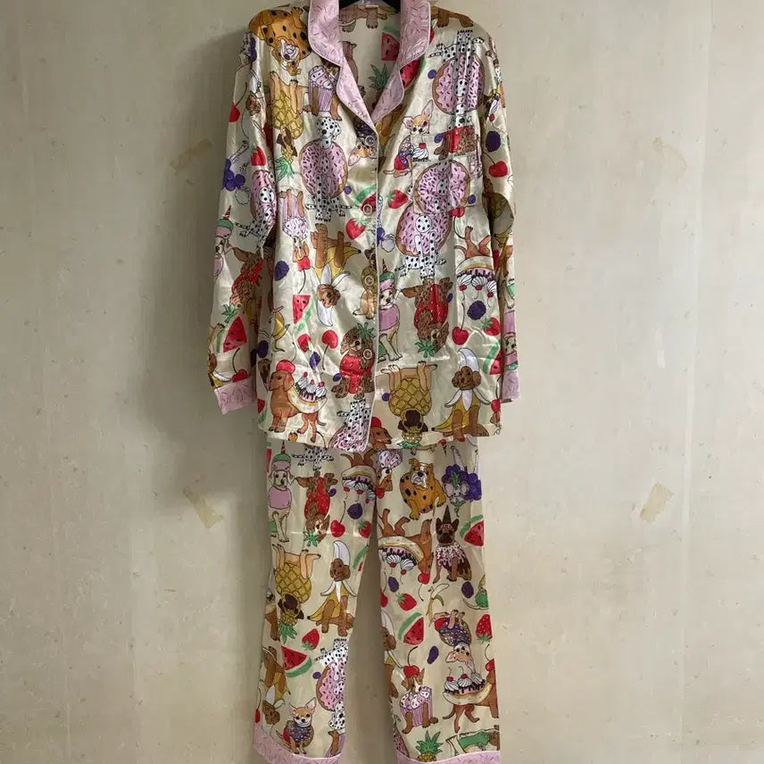 [BUNJANG] Cute Dog &amp; Dessert Pattern Pajama Set / 귀여운 강아지/디저트 패턴 잠옷 세트