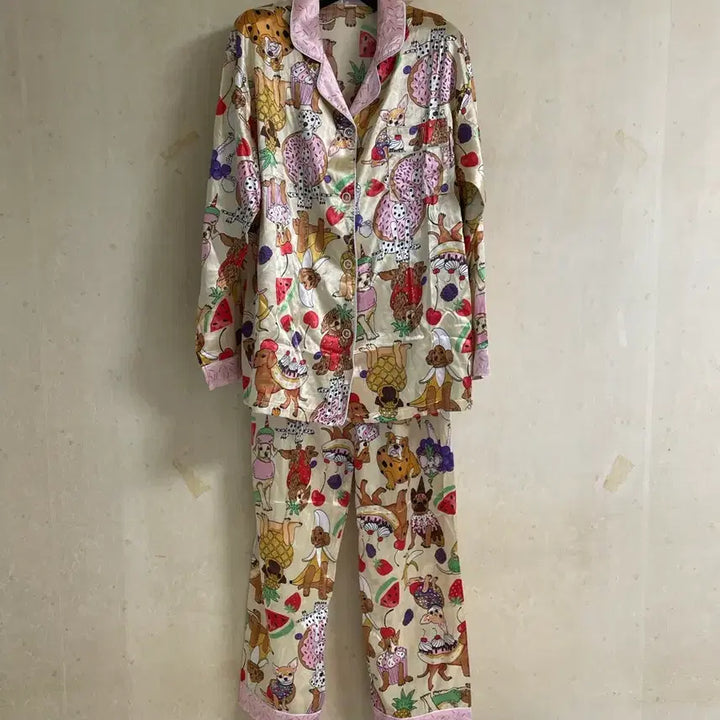 [BUNJANG] Cute Dog &amp; Dessert Pattern Pajama Set / 귀여운 강아지/디저트 패턴 잠옷 세트