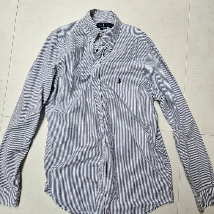 [BUNJANG] Polo Ralph Lauren Seersucker Stripe Classic Fit Shirt M / 폴로 랄프로렌 시어서커 스트라이프 셔츠 클래식핏 m