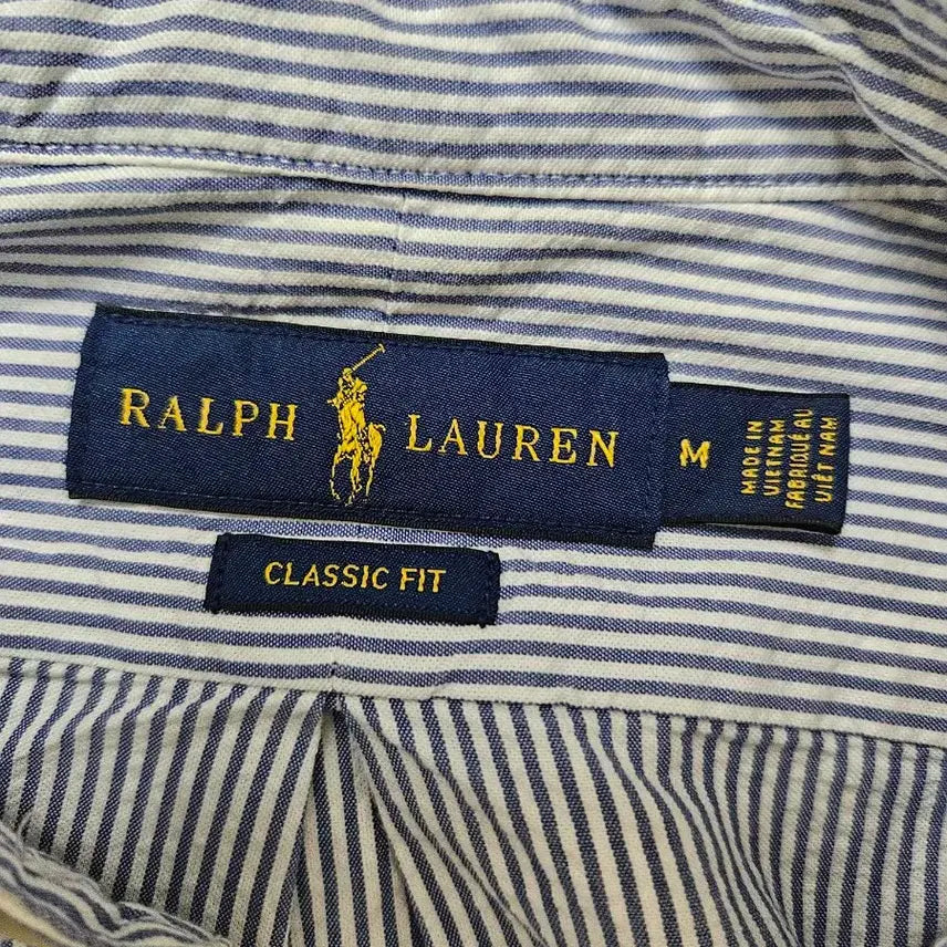 [BUNJANG] Polo Ralph Lauren Seersucker Stripe Classic Fit Shirt M / 폴로 랄프로렌 시어서커 스트라이프 셔츠 클래식핏 m