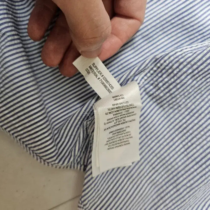 [BUNJANG] Polo Ralph Lauren Seersucker Stripe Classic Fit Shirt M / 폴로 랄프로렌 시어서커 스트라이프 셔츠 클래식핏 m